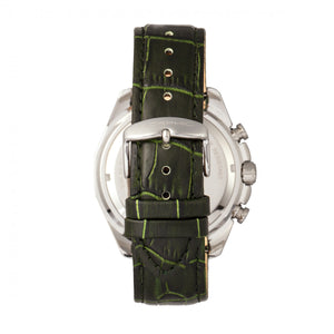 Morphic M66 Series Skeleton Dial Leather-Band Watch w/ Day/Date - Silver/Forest Green - MPH6602