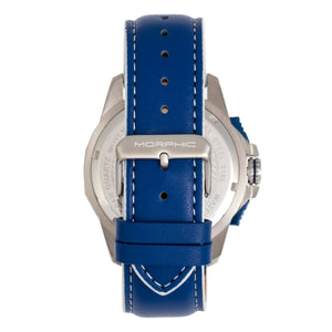 Morphic M82 Series Chronograph Leather-Band Watch w/Date - Silver/Blue - MPH8203