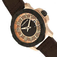 Load image into Gallery viewer, Morphic M70 Series Canvas-Overlaid Leather-Band Watch w/Date - Rose Gold/Brown - MPH7004