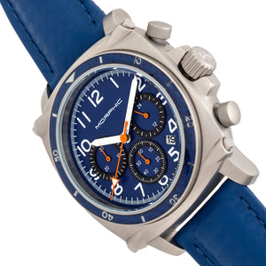 Morphic M83 Series Chronograph Leather-Band Watch w/ Date - Silver/Blue - MPH8305