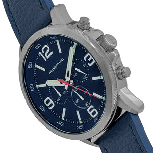 Morphic M86 Series Chronograph Leather-Band Watch - Silver/Navy - MPH8603