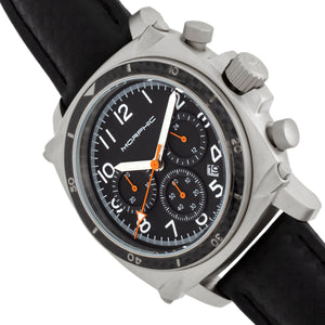 Morphic M83 Series Chronograph Leather-Band Watch w/ Date - Silver/Black - MPH8304