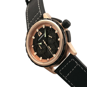 Morphic M61 Series Chronograph Leather-Band Watch w/Date - Rose Gold/Black - MPH6103