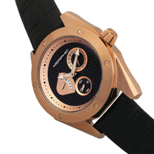 Morphic M46 Series Leather-Band Men's Watch w/Date - Rose Gold/Black - MPH4607