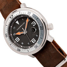 Load image into Gallery viewer, Morphic M74 Series Leather-Band Watch w/Magnified Date Display - Brown/Silver/Black/White - MPH7415