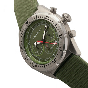 Morphic M53 Series Chronograph Fiber-Weaved Leather-Band Watch w/Date - Silver/Olive - MPH5302
