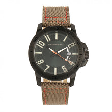 Load image into Gallery viewer, Morphic M70 Series Canvas-Overlaid Leather-Band Watch w/Date - Black/Khaki - MPH7006
