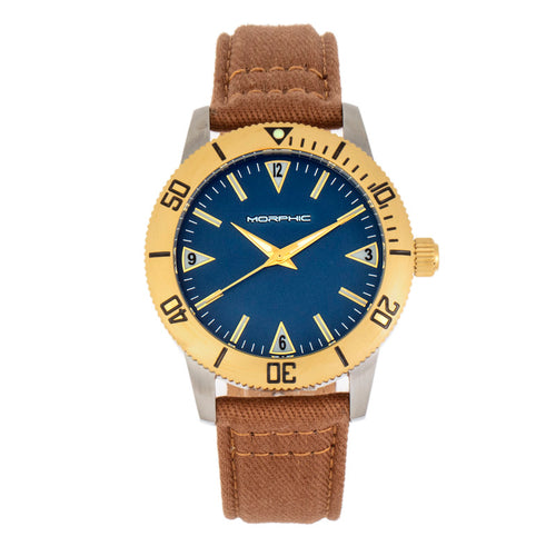 Morphic M85 Series Canvas-Overlaid Leather-Band Watch - MPH8501