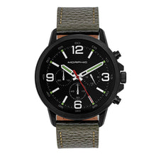Load image into Gallery viewer, Morphic M86 Series Chronograph Leather-Band Watch - Black/Olive - MPH8606
