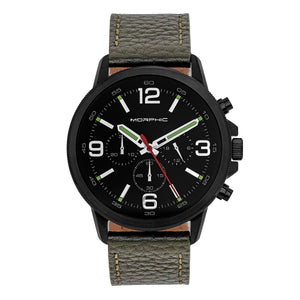 Morphic M86 Series Chronograph Leather-Band Watch - Black/Olive - MPH8606