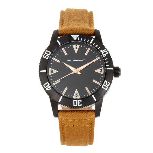 Morphic M85 Series Canvas-Overlaid Leather-Band Watch - MPH8503