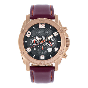 Morphic M73 Series Chronograph Leather-Band Watch - Rose Gold/Charcoal - MPH7305