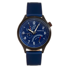 Load image into Gallery viewer, Morphic M44 Series Dual-Time Leather-Band Watch w/ Retrograde Date - Black/Blue - MPH4405
