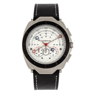 Morphic M79 Series Chronograph Leather-Band Watch - Silver/White - MPH7904