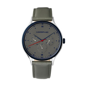 Morphic M65 Series Leather-Band Watch w/Day/Date - Grey - MPH6505