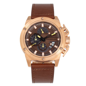 Morphic M81 Series Chronograph Leather-Band Watch w/Date - Brown/Rose Gold  - MPH8104