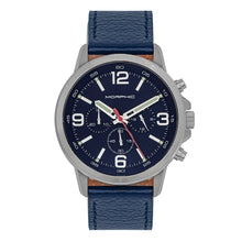 Load image into Gallery viewer, Morphic M86 Series Chronograph Leather-Band Watch - Silver/Navy - MPH8603
