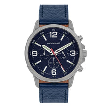 Load image into Gallery viewer, Morphic M86 Series Chronograph Leather-Band Watch - Silver/Navy - MPH8603