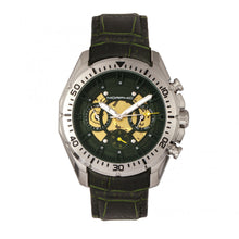 Load image into Gallery viewer, Morphic M66 Series Skeleton Dial Leather-Band Watch w/ Day/Date - Silver/Forest Green - MPH6602