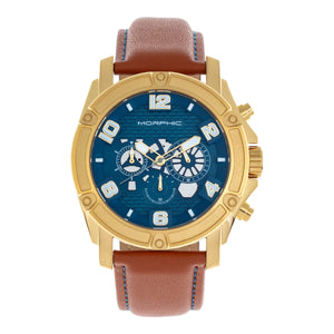 Morphic M73 Series Chronograph Leather-Band Watch - Gold/Blue - MPH7304