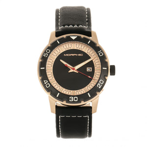 Morphic M71 Series Leather-Band Watch w/Date - Rose Gold/Black - MPH7104