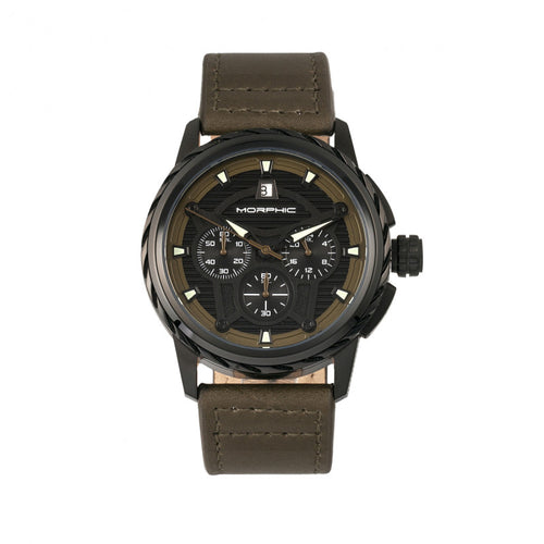 Morphic M61 Series Chronograph Leather-Band Watch w/Date - MPH6106