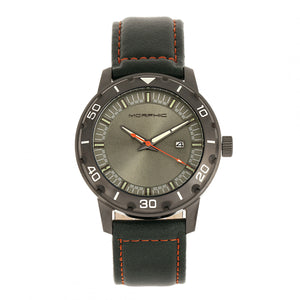 Morphic M71 Series Leather-Band Watch w/Date - Gunmetal/Forest Green - MPH7106