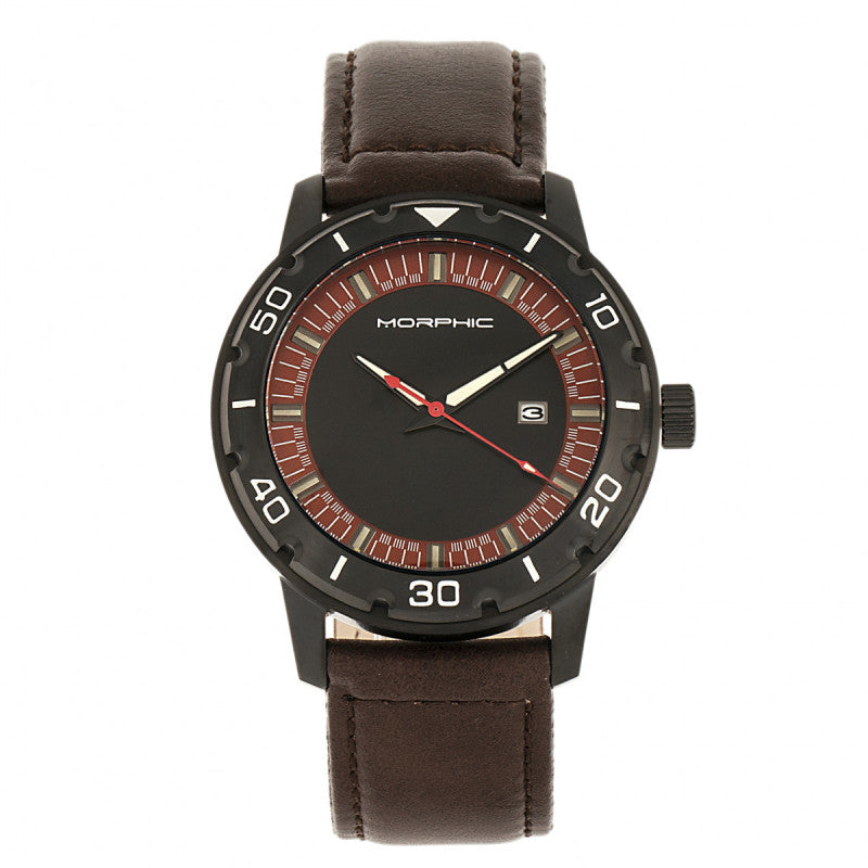 Morphic M71 Series Leather-Band Watch w/Date