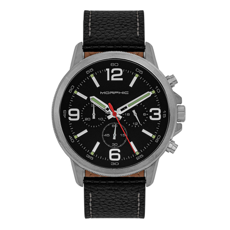 Morphic M86 Series Chronograph Leather-Band Watch