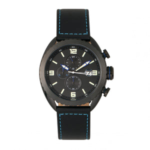 Morphic M64 Series Chronograph Leather-Band Watch w/ Date - Black/Blue - MPH6406