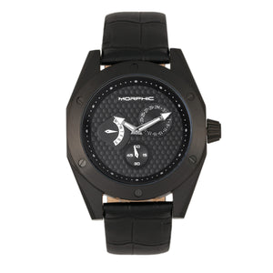 Morphic M46 Series Leather-Band Men's Watch w/Date - Black - MPH4604
