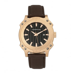 Morphic M68 Series Leather-Band Watch w/ Date - Rose Gold/Brown - MPH6804