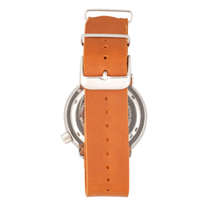 Morphic M74 Series Leather-Band Watch w/Magnified Date Display - Camel/Silver/Brown - MPH7412