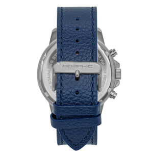 Morphic M86 Series Chronograph Leather-Band Watch - Silver/Navy - MPH8603