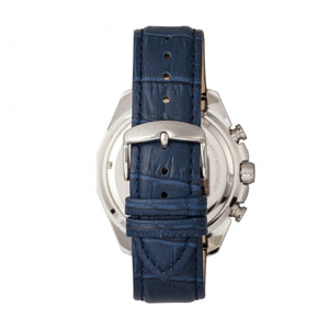 Morphic M66 Series Skeleton Dial Leather-Band Watch w/ Day/Date - Silver/Blue - MPH6603