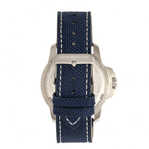 Morphic M70 Series Canvas-Overlaid Leather-Band Watch w/Date - Silver/Blue - MPH7002