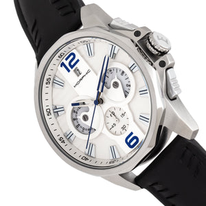 Morphic M82 Series Chronograph Leather-Band Watch w/Date - Silver/White - MPH8201