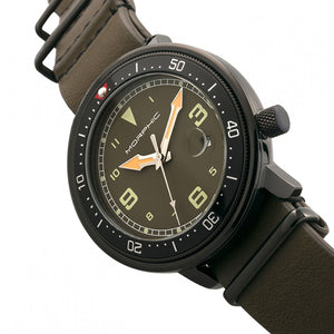 Morphic M58 Series Nato Leather-Band Watch w/ Date - Black/Olive - MPH5806
