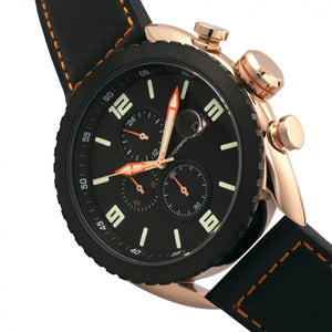 Morphic M64 Series Chronograph Leather-Band Watch w/ Date - Rose Gold/Black - MPH6404