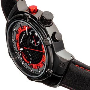 Morphic M91 Series Chronograph Leather-Band Watch w/Date - Black/Red - MPH9104