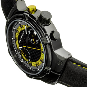 Morphic M91 Series Chronograph Leather-Band Watch w/Date - Black/Yellow - MPH9106