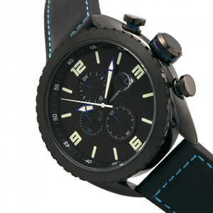 Morphic M64 Series Chronograph Leather-Band Watch w/ Date - Black/Blue - MPH6406