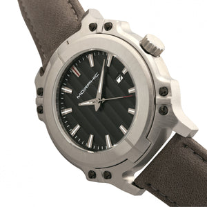 Morphic M68 Series Leather-Band Watch w/ Date - Silver/Grey - MPH6802