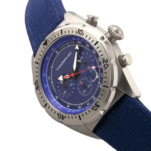 Morphic M53 Series Chronograph Fiber-Weaved Leather-Band Watch w/Date - Silver/Blue - MPH5303