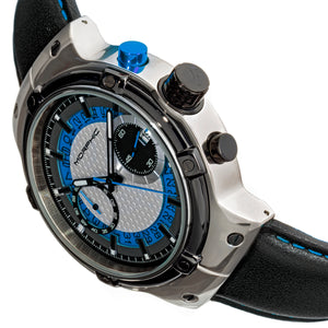Morphic M91 Series Chronograph Leather-Band Watch w/Date - Silver/Blue - MPH9103