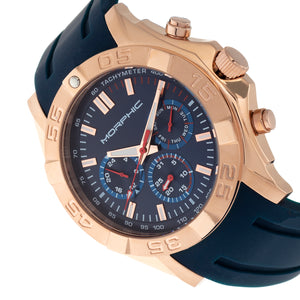 Morphic M75 Series Tachymeter Strap Watch w/Day/Date - Rose Gold/Blue - MPH7504