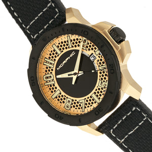 Morphic M70 Series Canvas-Overlaid Leather-Band Watch w/Date - Gold/Black - MPH7003