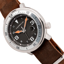 Load image into Gallery viewer, Morphic M74 Series Leather-Band Watch w/Magnified Date Display - Brown/Silver/Black/White - MPH7415
