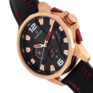 Morphic M82 Series Chronograph Leather-Band Watch w/Date - Rose Gold/Black - MPH8204