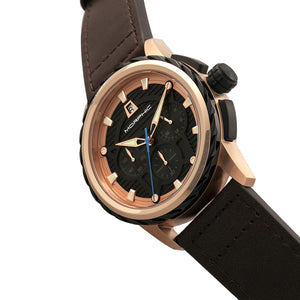 Morphic M61 Series Chronograph Leather-Band Watch w/Date - Rose Gold/Dark Brown - MPH6105